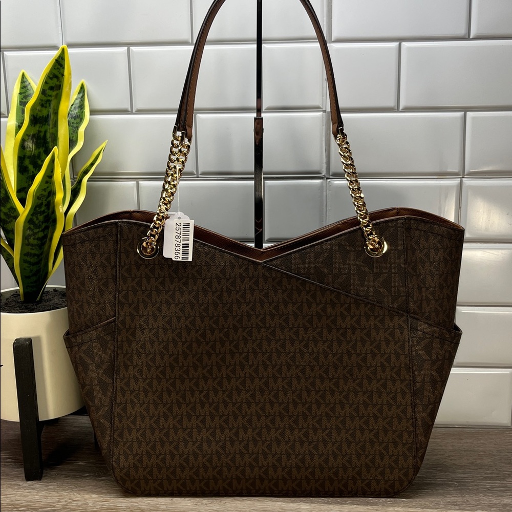 8366 MICHAEL KORS BROWN JET SET TOTE BAG 257878366 - Picture 2 of 14